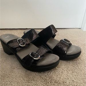 Dansko Black & Silver Sandals